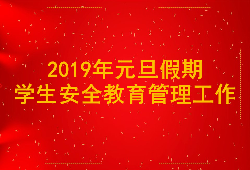 关于做好2019年元旦假期学生 安全教育管理工作的通知